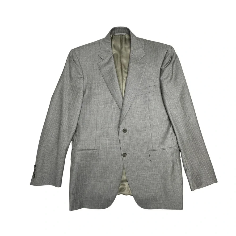 Canali Suit Mens EU 50 34x30 Gray Wool Striped 2 Piece Jacket Pants Made Italy
